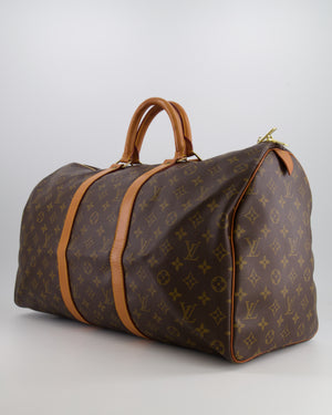 Louis Vuitton Vintage Brown Monogram Canvas Keepall 50 Travel Bag with Gold Hardware RRP £2,000