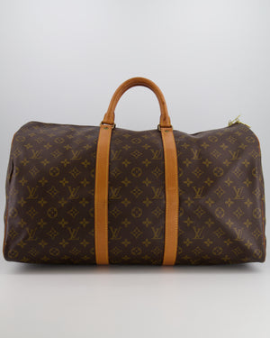 Louis Vuitton Vintage Brown Monogram Canvas Keepall 50 Travel Bag with Gold Hardware RRP £2,000