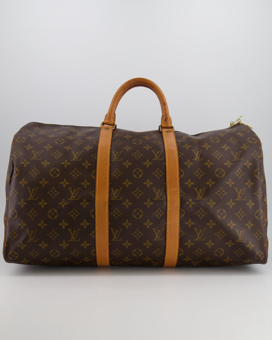 Louis Vuitton Vintage Brown Monogram Canvas Keepall 50 Travel Bag with Gold Hardware RRP £2,000