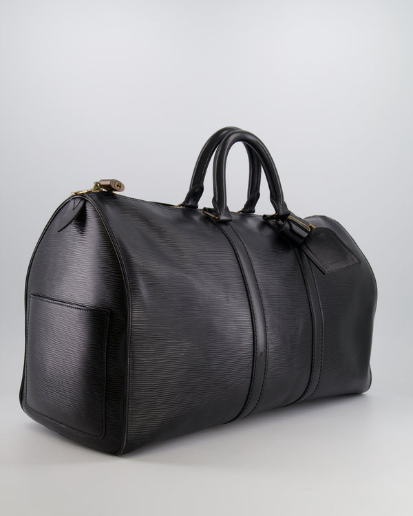 Louis Vuitton Vintage Black Epi Leather Keepall 45 Travel Bag with Gold Hardware RRP £2,600