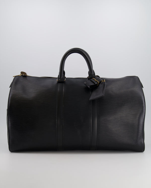 Louis Vuitton Vintage Black Epi Leather Keepall 45 Travel Bag with Gold Hardware RRP £2,600