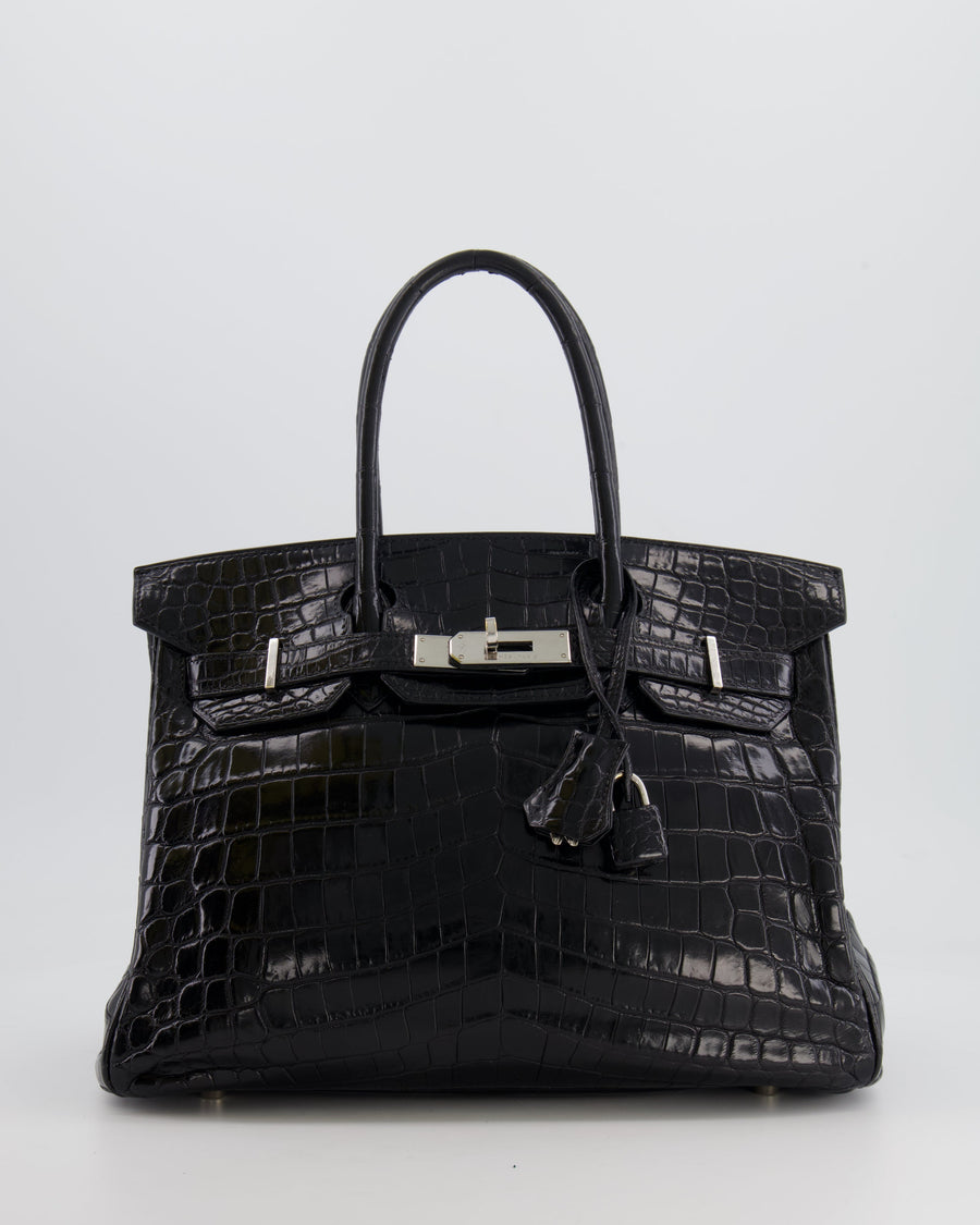 *RARE* Hermès Birkin Retourne 30cm Bag in Black Matte Niloticus Crocodile Leather with Palladium Hardware