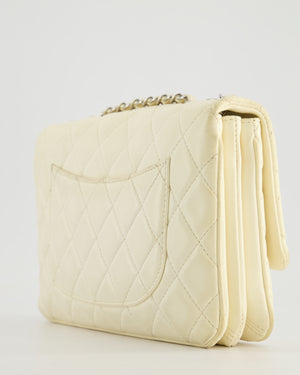 Chanel Ivory Accordion Single Flap Bag Lambskin Leather with Silver Hardware