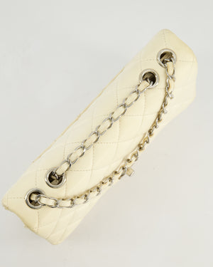 Chanel Ivory Accordion Single Flap Bag Lambskin Leather with Silver Hardware
