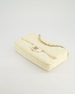 Chanel Ivory Accordion Single Flap Bag Lambskin Leather with Silver Hardware