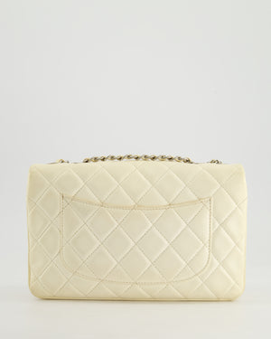 Chanel Ivory Accordion Single Flap Bag Lambskin Leather with Silver Hardware