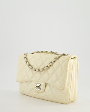 Chanel Ivory Accordion Single Flap Bag Lambskin Leather with Silver Hardware