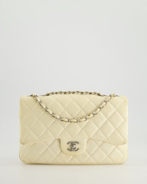 Chanel Ivory Accordion Single Flap Bag Lambskin Leather with Silver Hardware