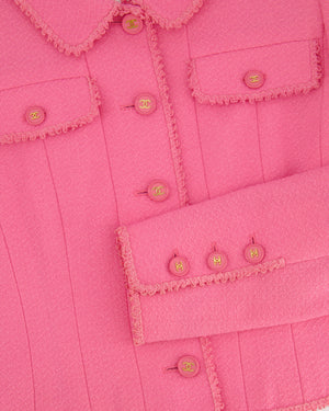 Chanel SS/97 Vintage Candy Pink Tweed Jacket with Collar Detail and Gold CC Buttons FR 40 (UK 12)