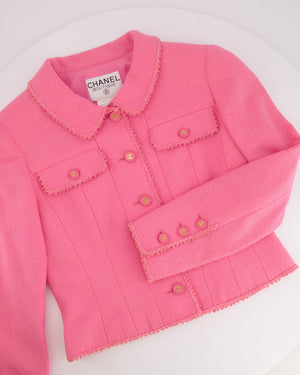 Chanel SS/97 Vintage Candy Pink Tweed Jacket with Collar Detail and Gold CC Buttons FR 40 (UK 12)