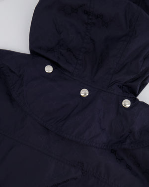 Gucci Navy GG Logo Hooded Rain Coat Size IT 38 (UK 6)
