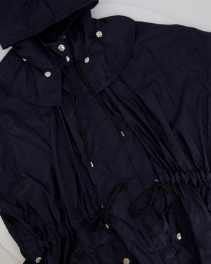 Gucci Navy GG Logo Hooded Rain Coat Size IT 38 (UK 6)