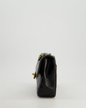 Chanel Vintage Black Classic Small Timeless Classique Flap Bag in Lambskin Leather with 24k Gold Hardware