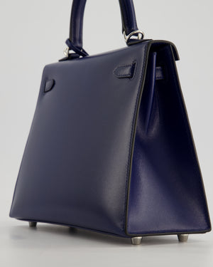 *RARE* Hermès Kelly Sellier 25cm Bag in Bleu Saphir Box Leather with Palladium Hardware