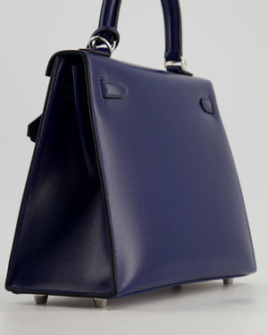 *RARE* Hermès Kelly Sellier 25cm Bag in Bleu Saphir Box Leather with Palladium Hardware