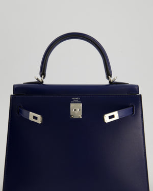 *RARE* Hermès Kelly Sellier 25cm Bag in Bleu Saphir Box Leather with Palladium Hardware