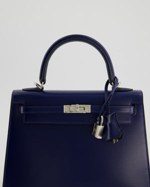 *RARE* Hermès Kelly Sellier 25cm Bag in Bleu Saphir Box Leather with Palladium Hardware