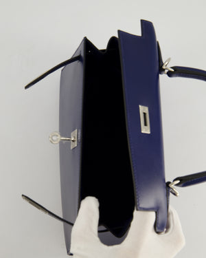 *RARE* Hermès Kelly Sellier 25cm Bag in Bleu Saphir Box Leather with Palladium Hardware