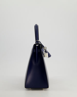 *RARE* Hermès Kelly Sellier 25cm Bag in Bleu Saphir Box Leather with Palladium Hardware