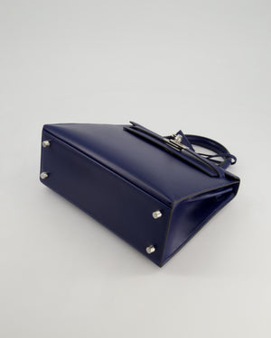 *RARE* Hermès Kelly Sellier 25cm Bag in Bleu Saphir Box Leather with Palladium Hardware