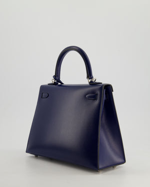 *RARE* Hermès Kelly Sellier 25cm Bag in Bleu Saphir Box Leather with Palladium Hardware