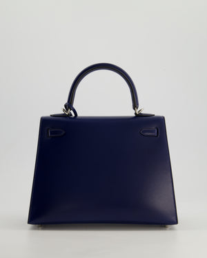 *RARE* Hermès Kelly Sellier 25cm Bag in Bleu Saphir Box Leather with Palladium Hardware
