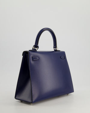 *RARE* Hermès Kelly Sellier 25cm Bag in Bleu Saphir Box Leather with Palladium Hardware