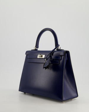 *RARE* Hermès Kelly Sellier 25cm Bag in Bleu Saphir Box Leather with Palladium Hardware