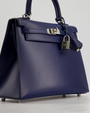 *RARE* Hermès Kelly Sellier 25cm Bag in Bleu Saphir Box Leather with Palladium Hardware
