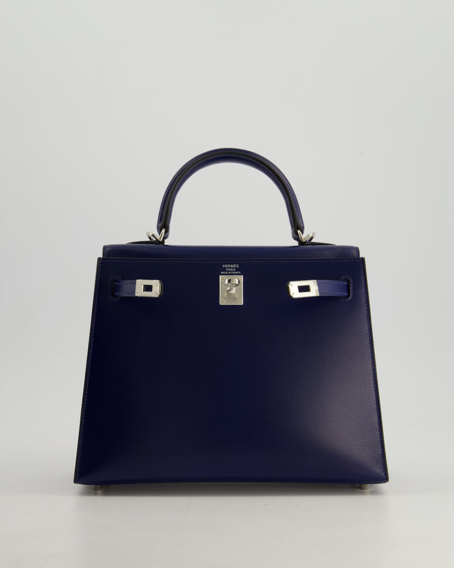 *RARE* Hermès Kelly Sellier 25cm Bag in Bleu Saphir Box Leather with Palladium Hardware