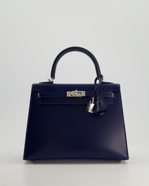 *RARE* Hermès Kelly Sellier 25cm Bag in Bleu Saphir Box Leather with Palladium Hardware