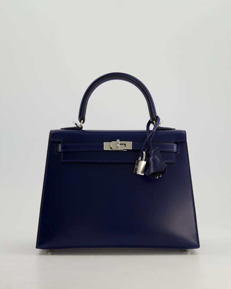 *RARE* Hermès Kelly Sellier 25cm Bag in Bleu Saphir Box Leather with Palladium Hardware