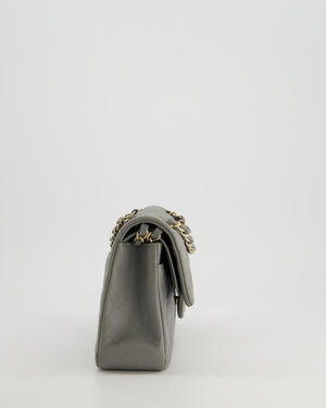 *HOT & RARE* Chanel Stone Grey Small Classic Double Flap Bag in Caviar Leather with Champagne Gold Hardware