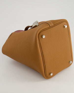 *RARE* Hermès Picotin Lock Bag 18cm in Gold Clemence Leather with Rose Sakura Handles and Palladium Hardware