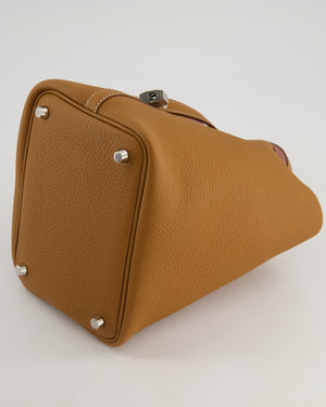 *RARE* Hermès Picotin Lock Bag 18cm in Gold Clemence Leather with Rose Sakura Handles and Palladium Hardware