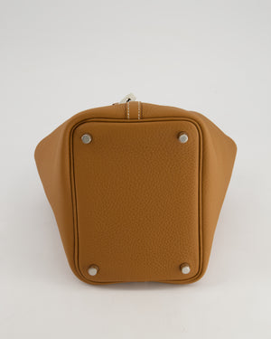 *RARE* Hermès Picotin Lock Bag 18cm in Gold Clemence Leather with Rose Sakura Handles and Palladium Hardware