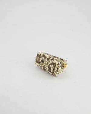 Fendi First Cream and Brown Nano Bag in Python Leather with Gold Clip and Fine Gold Chain Strap RRP 940£