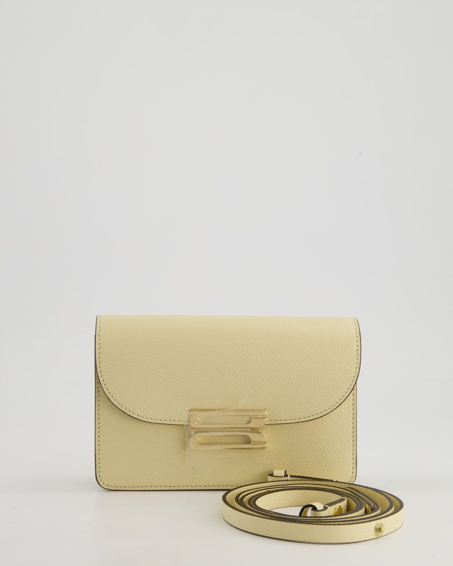 Victoria Beckham Cream Nano Leather B Buckle Cross-Body Bag with Gold Hardware