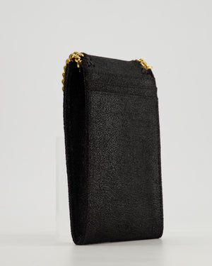 Stella McCartney Black Vegan Leather Falabella Cross-Body Phone Pouch with Gold Chain Detail