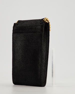 Stella McCartney Black Vegan Leather Falabella Cross-Body Phone Pouch with Gold Chain Detail