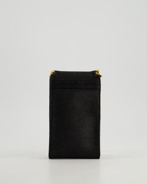 Stella McCartney Black Vegan Leather Falabella Cross-Body Phone Pouch with Gold Chain Detail