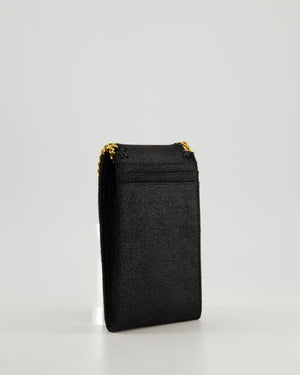 Stella McCartney Black Vegan Leather Falabella Cross-Body Phone Pouch with Gold Chain Detail