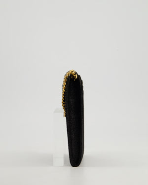 Stella McCartney Black Vegan Leather Falabella Cross-Body Phone Pouch with Gold Chain Detail