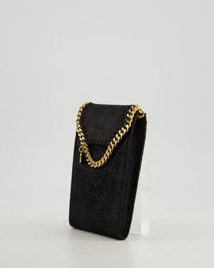 Stella McCartney Black Vegan Leather Falabella Cross-Body Phone Pouch with Gold Chain Detail