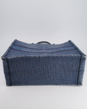 Christian Dior Denim Blue Oblique Canvas Large Book Tote Bag