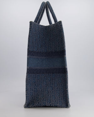 Christian Dior Denim Blue Oblique Canvas Large Book Tote Bag