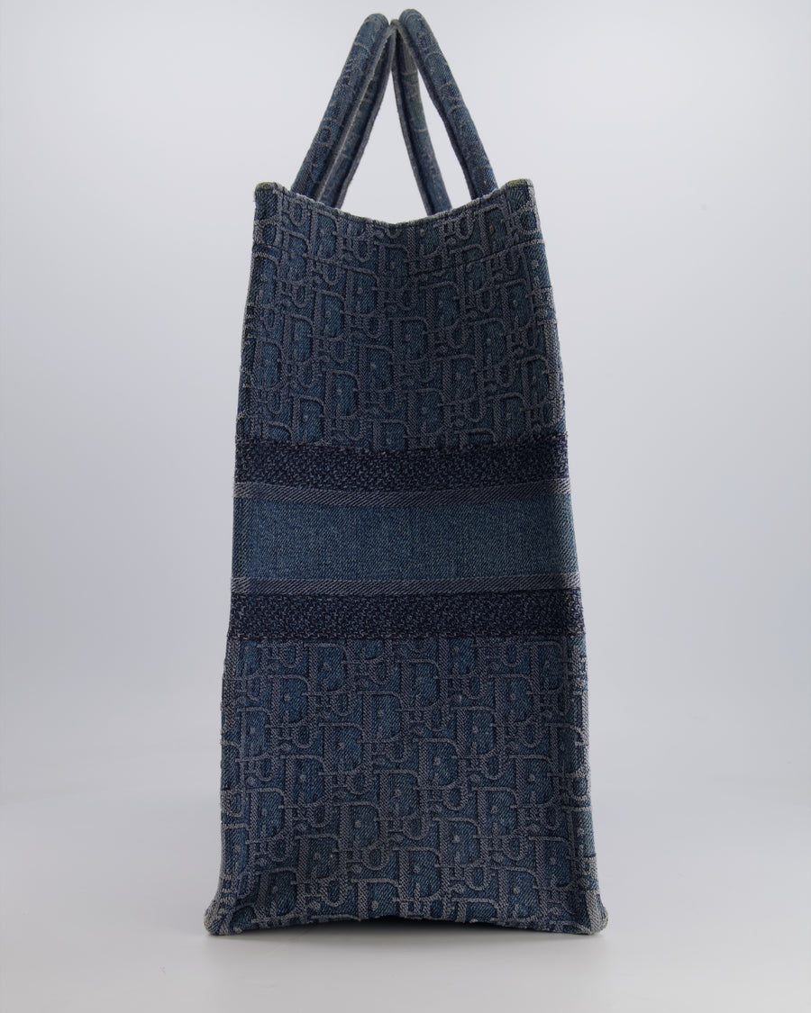 Christian Dior Denim Blue Oblique Canvas Large Book Tote Bag