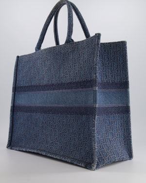 Christian Dior Denim Blue Oblique Canvas Large Book Tote Bag