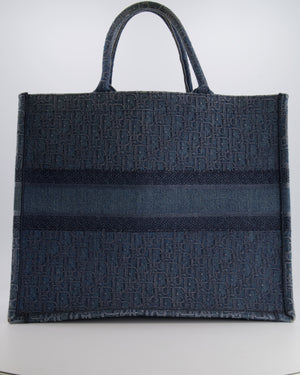 Christian Dior Denim Blue Oblique Canvas Large Book Tote Bag