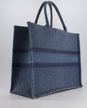 Christian Dior Denim Blue Oblique Canvas Large Book Tote Bag